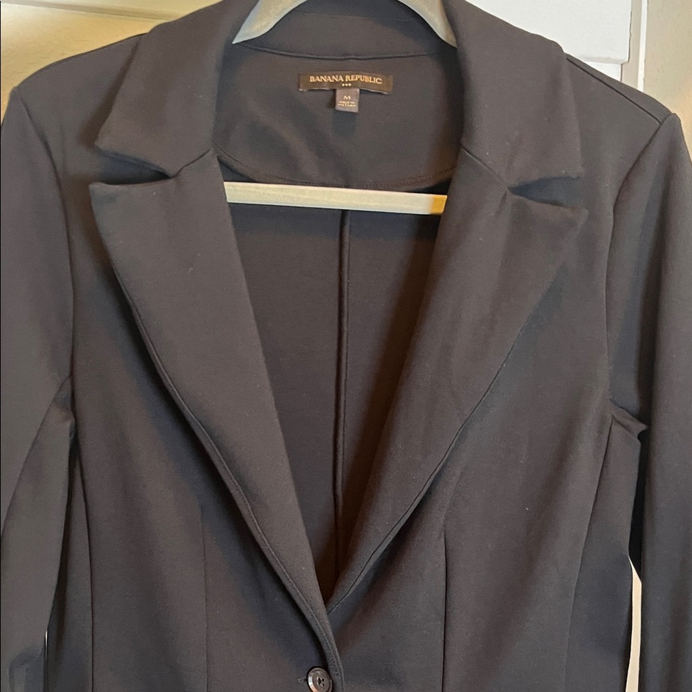 Banana Republic Long & Lean stretch Ponte Black Single-Button Blazer Medium - Picture 9 of 12